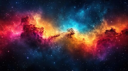 Naklejka premium Cosmic Nebula Vibrant Colors Space Galaxy Stars