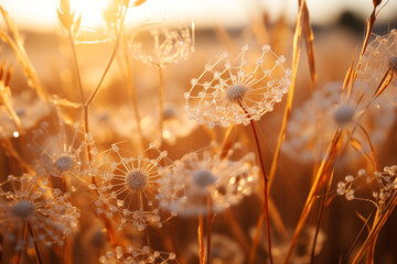 vibrant tapestry of life is woven together through delicate dance between grass flowers, revealing web of interdependence between flora, fauna, and their surroundings
