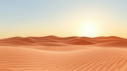 Expansive Golden Sand Dunes Under Soft Sunrise Light with Gentle Waves and Textures of Earthy Tones in Serene Desert Landscape