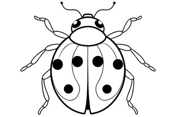 ladybird insect line art silhouette vector illustration