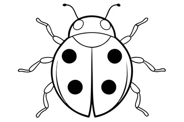 ladybird insect line art silhouette vector illustration