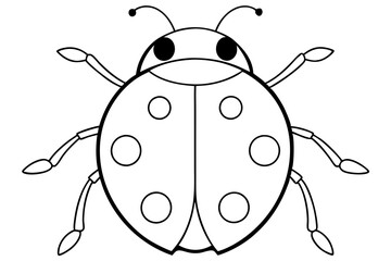 ladybird insect line art silhouette vector illustration