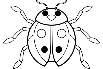 ladybird insect line art silhouette vector illustration
