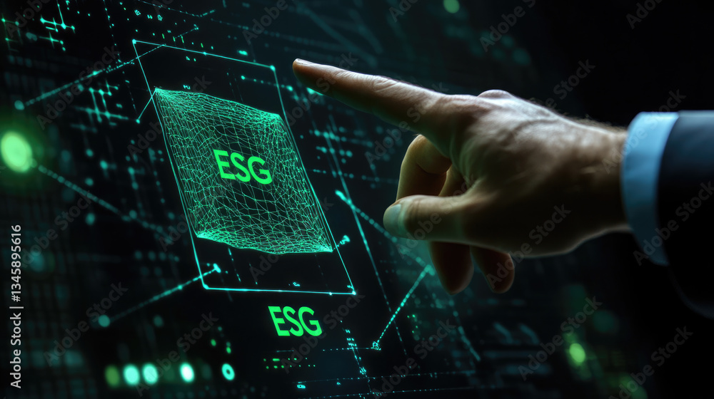 Poster esg investing interactive data visualization of sustainable business practices