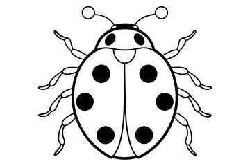 ladybird insect line art silhouette vector illustration