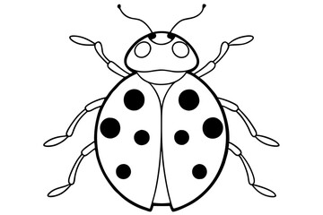 ladybird insect line art silhouette vector illustration