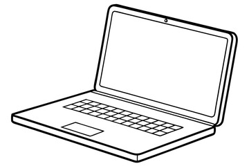 laptop line art silhouette vector illustration