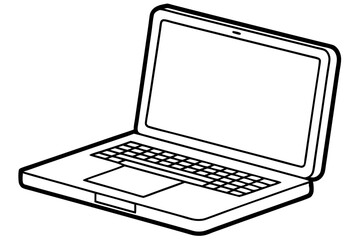 laptop line art silhouette vector illustration