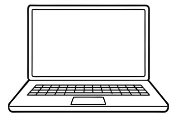 laptop line art silhouette vector illustration