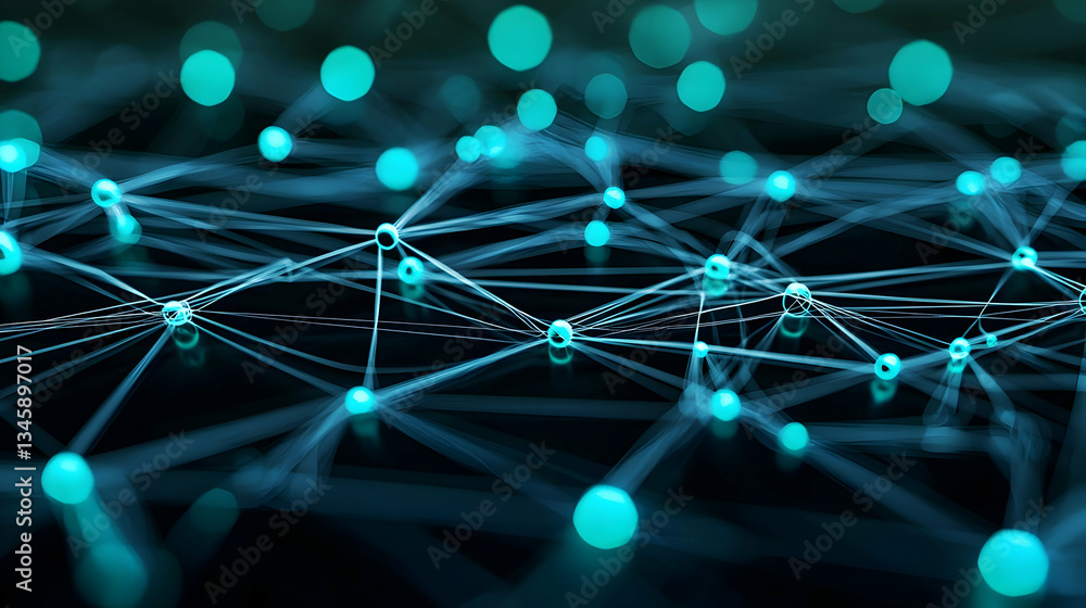 Poster abstract network design with turquoise nodes and lines