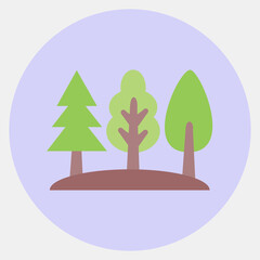 Icon forest. Camping and adventure elements. Icons in color mate style. Good for prints, posters, logo, advertisement, infographics, etc.