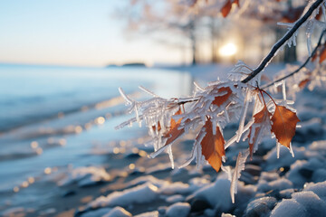 winter icy touch transforms bodies of water into delicate layers of frozen art, adding a serene and still beauty to scene