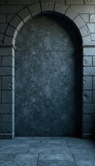 Volumetric dark gray stone backdrop; wide format , grunge, grey