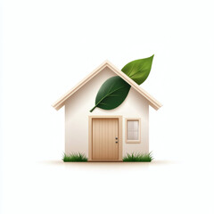 Eco-friendly house design with a leaf in a minimalist style  