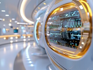 Experience the future of healthcare with this breathtaking image showcasing an Innovative 3D holographic medical scan displayed in a futuristic operating room Witness cutting-edge technology