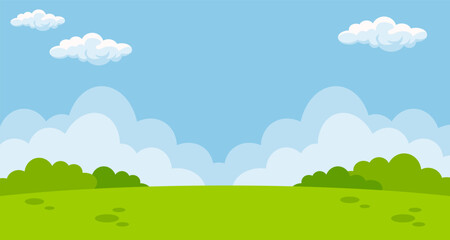 Enjoying park landscape scene illustration background with blank space area. Suitable for poster, banner, greeting card.