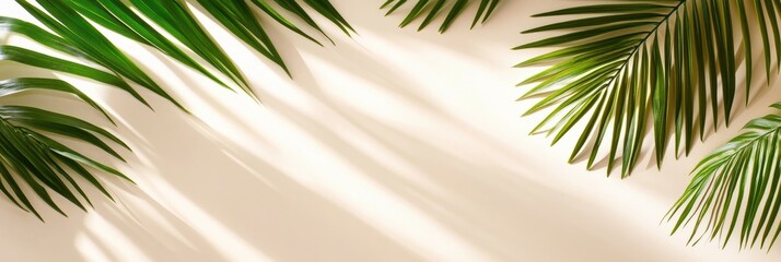 Palm Leaves Casting Shadows On A Neutral Background