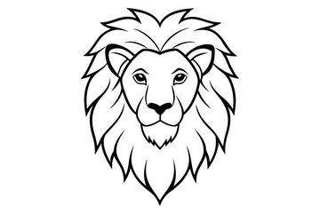 lion head line art silhouette vector illustration
