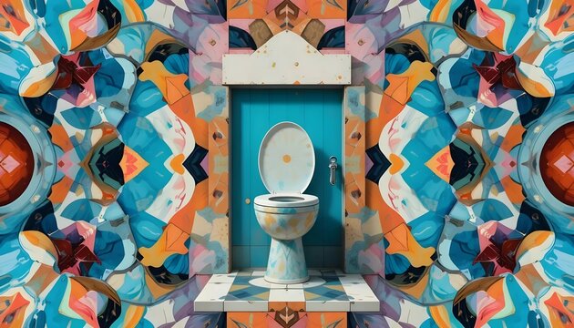 Surreal Toilet in a Kaleidoscopic Setting