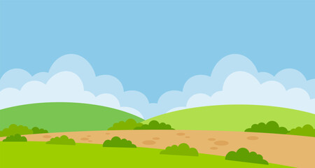 Enjoying park landscape scene illustration background with blank space area. Suitable for poster, banner, greeting card.