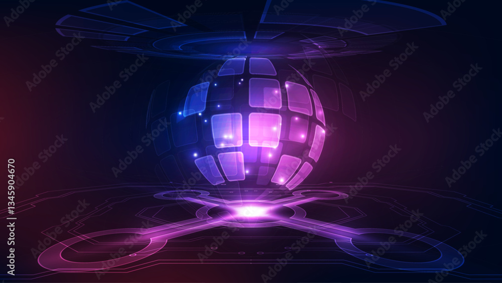 Poster abstract technology background with globe. vector illustration for your design. eps 10