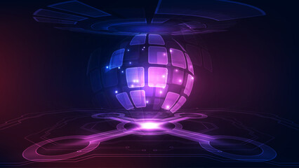 Abstract technology background with globe. Vector illustration for your design. Eps 10