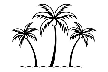 palm trees line art silhouette vector illustration