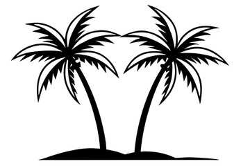 palm trees line art silhouette vector illustration