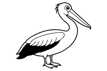 pelican line art silhouette vector illustration