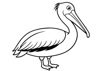 pelican line art silhouette vector illustration