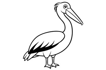 pelican line art silhouette vector illustration