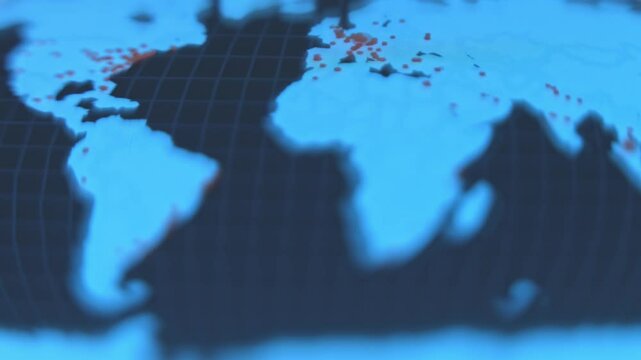 Cyber attacks happening in real time depicted on digital World map