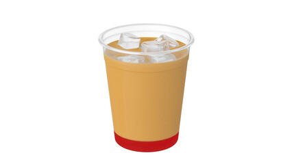 A chilled fizzy orange flavored beverage served in a clear glass with ice cubes and a straw appearing vibrant and tempting