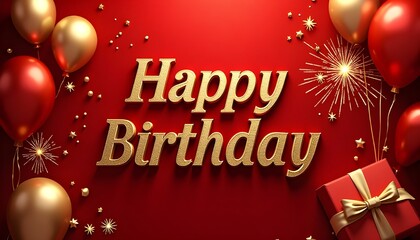 red textured happy birthday decorations background 