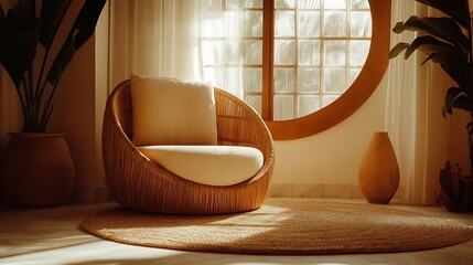 A comfortable chair beside a window in a serene indoor setting