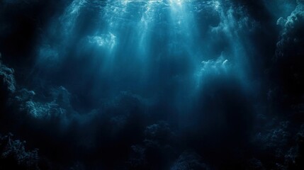 Obraz premium Ocean Depths Mysterious Underwater Scene Dark Blue