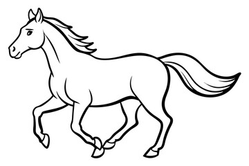 running horse line art silhouette vector illustration