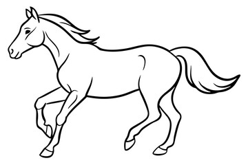 running horse line art silhouette vector illustration