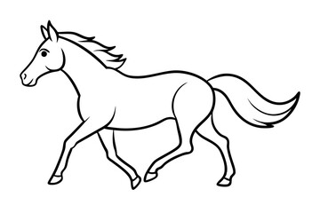 running horse line art silhouette vector illustration