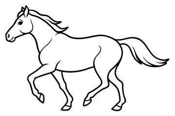 running horse line art silhouette vector illustration