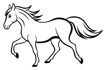 running horse line art silhouette vector illustration