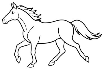 running horse line art silhouette vector illustration