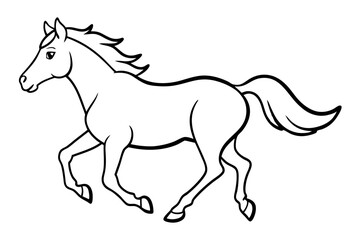 running horse line art silhouette vector illustration