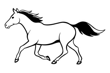 running horse line art silhouette vector illustration