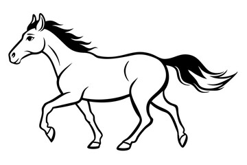 running horse line art silhouette vector illustration