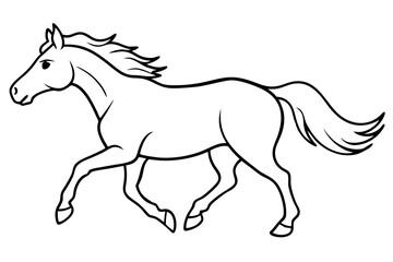 running horse line art silhouette vector illustration