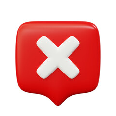 Obraz premium 3d cross mark or x button symbol concept, rejected, or no symbol with red color