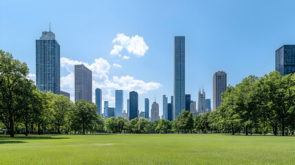 Fototapeta premium Cityscape View Of New York City From Park