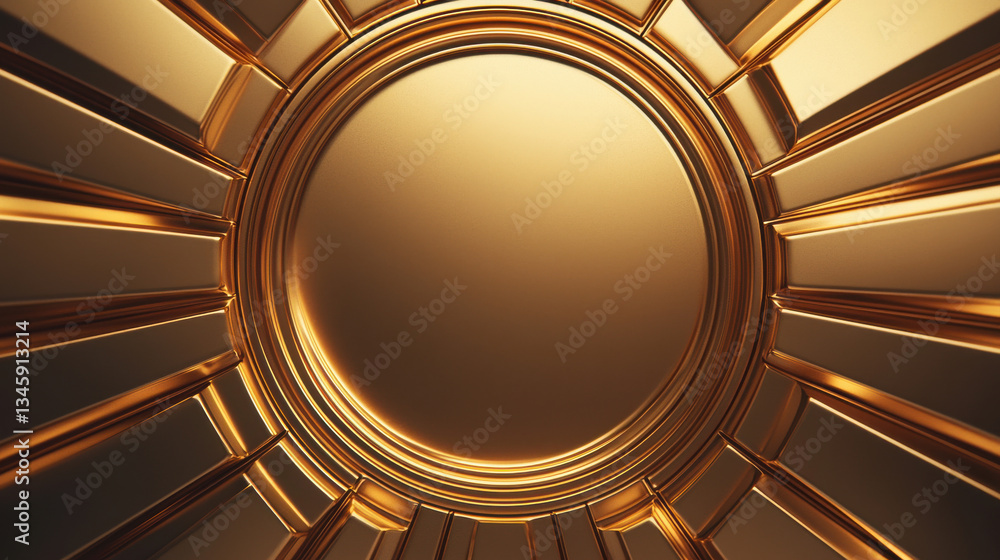 Poster abstract background of luxurious golden circular design with futuristic elements and symmetry