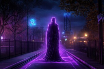 A pixelated haunted amusement park with spooky attractions and animated ghostly figures